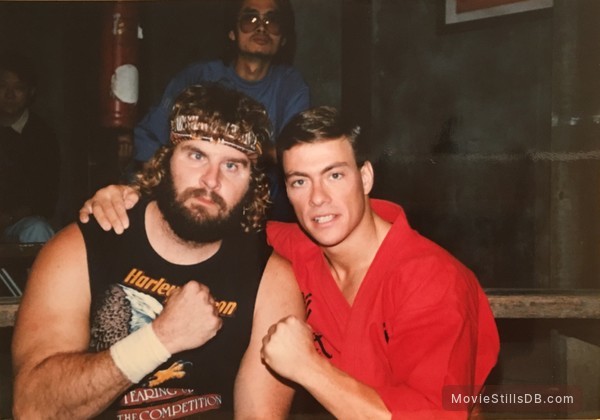 Bloodsport - Behind the scenes photo of Jean-Claude Van Damme & Donald Gibb